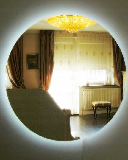 Apvalus vonios kambario veidrodis su LED apšvietimu, 100 cm, NATŪRALI šviesa