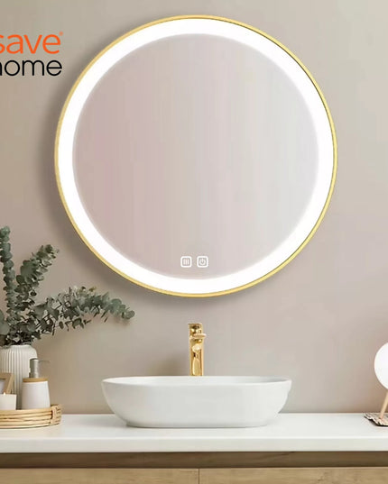 Apvalus vonios veidrodis su LED apšvietimu, 80 cm, jutiklinis, su anti-fog funkcija ir 3 šviesos spalvomis