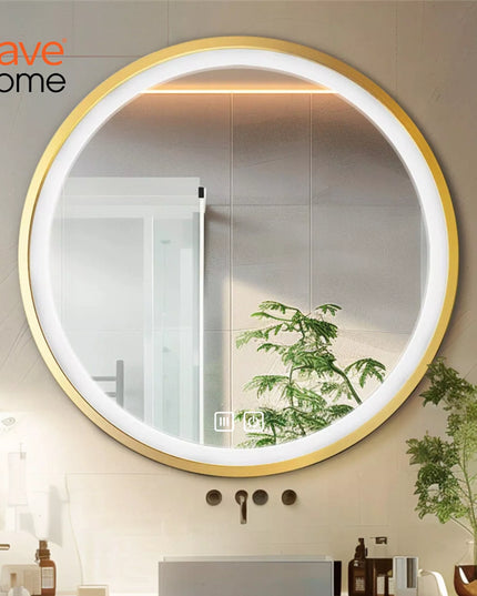 Apvalus vonios veidrodis su LED apšvietimu, 80 cm, jutiklinis, su anti-fog funkcija ir 3 šviesos spalvomis