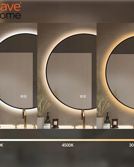 Apvalus vonios veidrodis su LED apšvietimu, 80 cm, metalinis rėmas, LOFT stiliaus