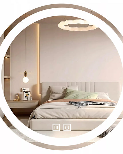 Apvalus vonios veidrodis su LED apšvietimu, 80 cm, nuo rasojimo, jutiklinis, 3 spalvų