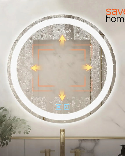 Apvalus vonios veidrodis su LED apšvietimu, 80 cm, nuo rasojimo, jutiklinis, 3 spalvų