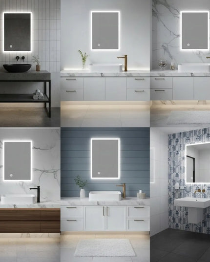 AQUAUNO voninis LED veidrodis 60 x 80 cm su apšvietimu, jutikliniu valdymu ir rasojimo funkcija