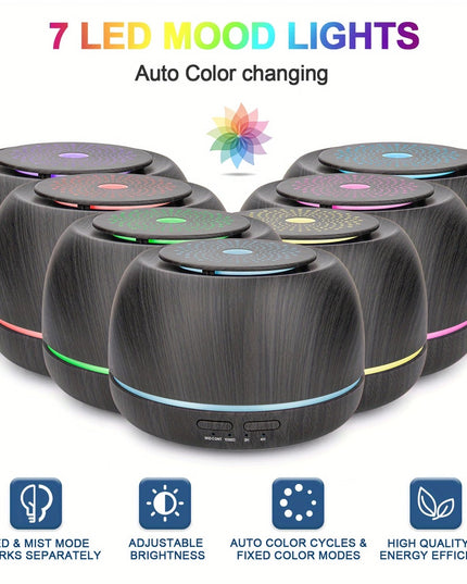 Aromaterapinis eterinių aliejų difuzorius 300 ml su LED apšvietimu ir USB