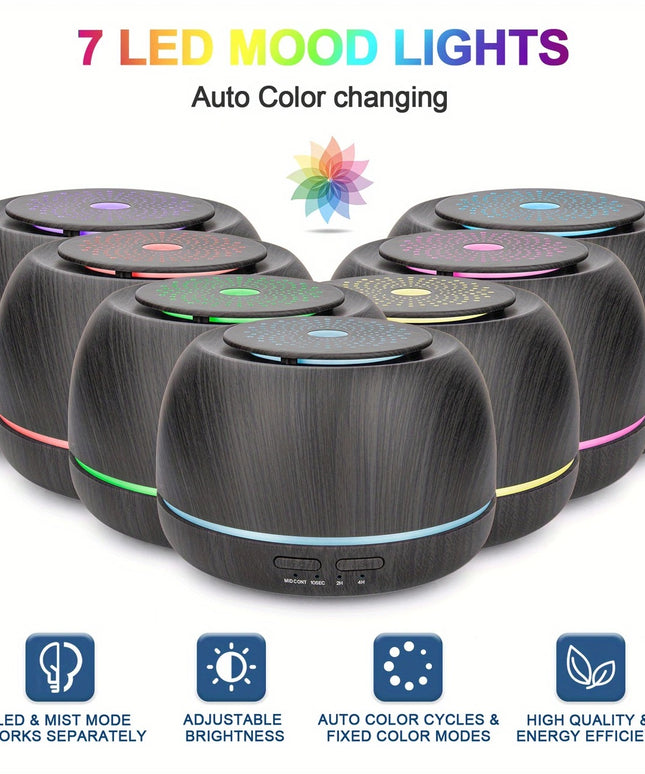 Aromaterapinis eterinių aliejų difuzorius 300 ml su LED apšvietimu ir USB