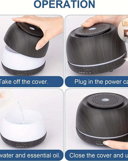 Aromaterapinis eterinių aliejų difuzorius 300 ml su LED apšvietimu ir USB