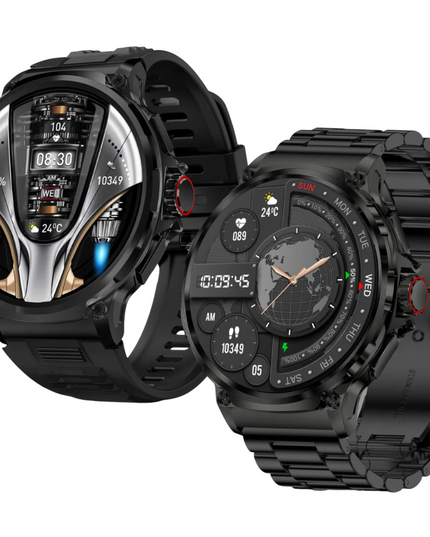 Elegantiškas išmanusis laikrodis vyrams – skambinimas, pranešimai, 710 mAh baterija, 2 dirželiai komplekte