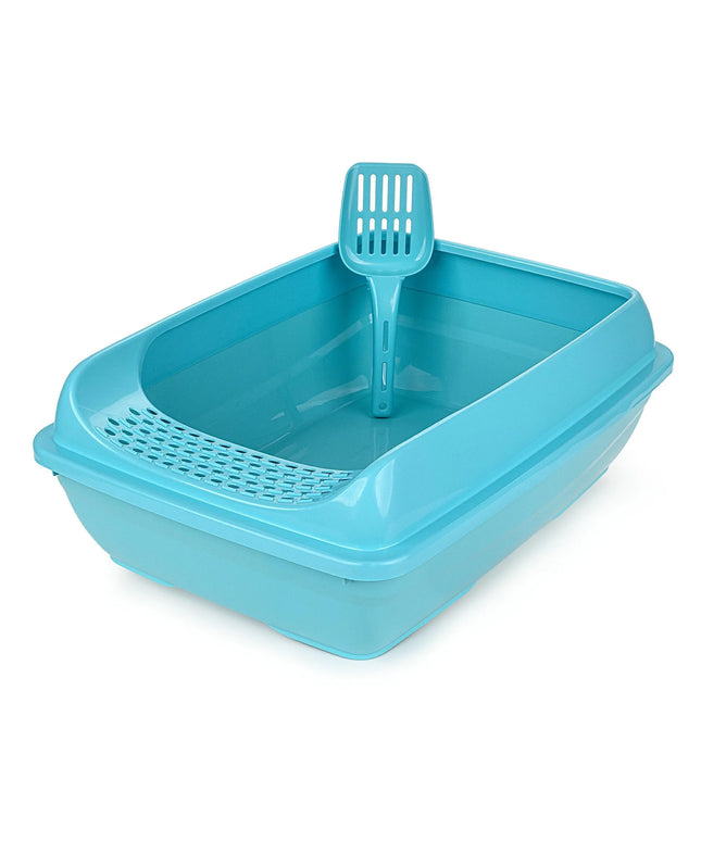 Atvira didelė katės kraiko dėžė Happet Select, mėlyna, 49 cm + semtuvėlis