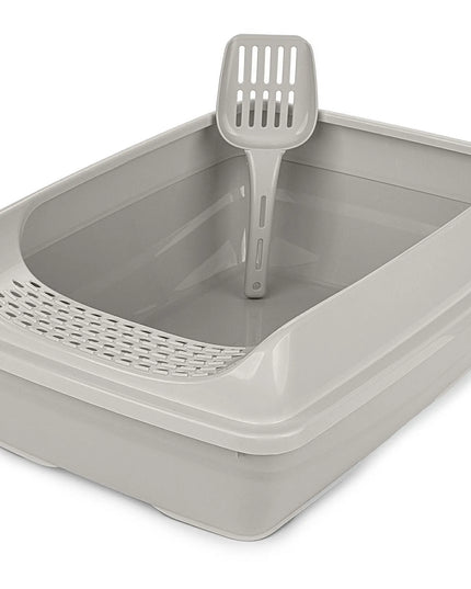 Atvira kačių kraiko dėžė Happet Select pilkai smėlinės spalvos 49 cm + semtuvėlis