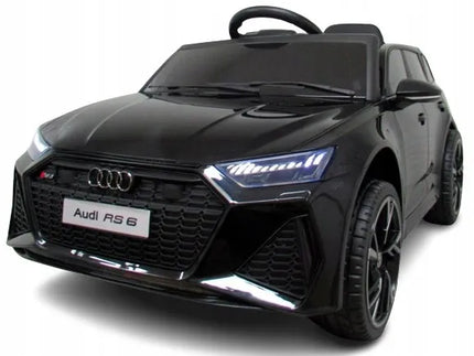 AUDI RS6 GT JUODAS akumuliatorinis vaikiškas automobilis, EVA ratai, odinė sėdynė, distancinio valdymo pultas