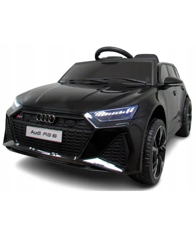 AUDI RS6 GT JUODAS akumuliatorinis vaikiškas automobilis, EVA ratai, odinė sėdynė, distancinio valdymo pultas