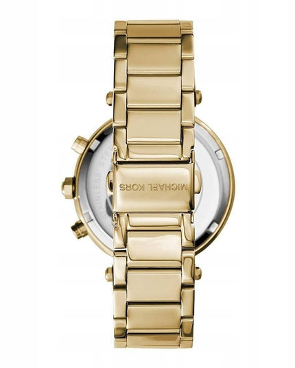 Auksinis moteriškas laikrodis Michael Kors MK5354 Parker su cirkoniais ir dovanų dėžute