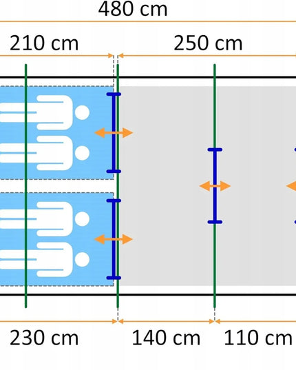 Aukšta didelė palapinė 16m² Vibra Camping Verona XL 4 vietų 5000mm su „Sleep Well“ technologija
