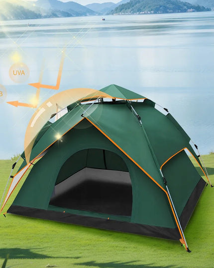 Automatinė palapinė „camp tent“ 4 asmenims, skirta poilsiui ir turizmui, žalia