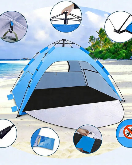 Automatinė palapinė „camp tent“ 4 asmenims, skirta poilsiui ir turizmui, žalia