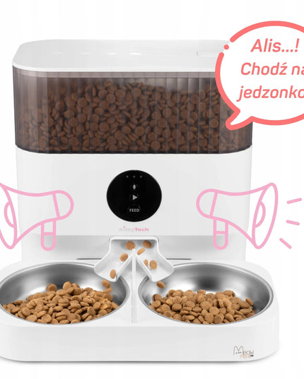 Automatinė šėrykla KittyTech MeowMeal Duo, Wi-Fi Tuya, dviguba