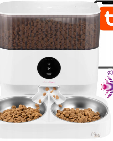 Automatinė šėrykla KittyTech MeowMeal Duo, Wi-Fi Tuya, dviguba