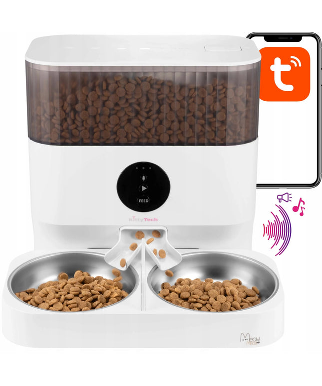 Automatinė šėrykla KittyTech MeowMeal Duo, Wi-Fi Tuya, dviguba