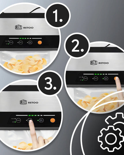 Automatinė vakuuminė maisto pakavimo mašina RETOO, 110W + plėvelė ir priedai
