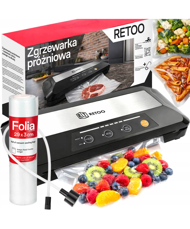 Automatinė vakuuminė maisto pakavimo mašina RETOO, 110W + plėvelė ir priedai