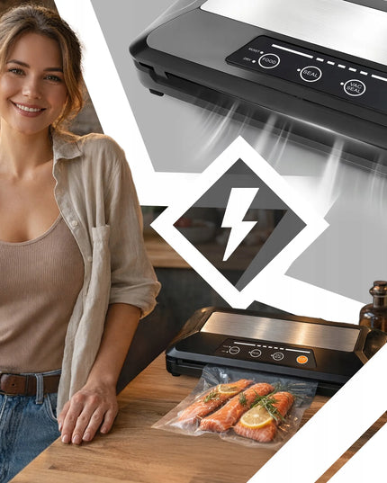 Automatinė vakuuminė maisto pakavimo mašina RETOO, 110W + plėvelė ir priedai