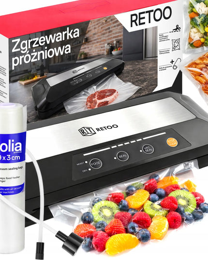 Automatinė vakuuminė maisto pakavimo mašina RETOO, 110W + plėvelė ir priedai