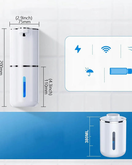 Automatinis bekontaktis putų muilo dozatorius, sieninis, USB