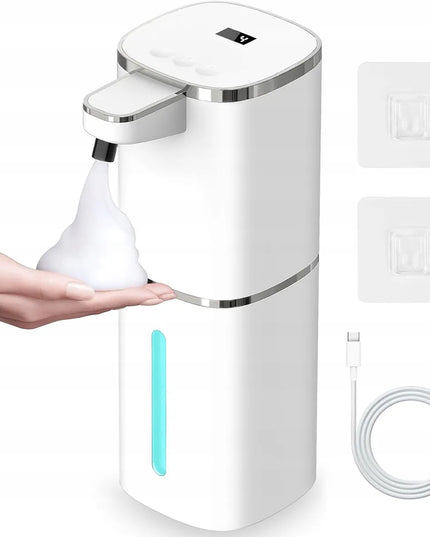 Automatinis bekontaktis putų muilo dozatorius, USB, 400 ml, baltas