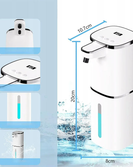 Automatinis bekontaktis putų muilo dozatorius, USB, 400 ml, baltas