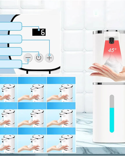 Automatinis bekontaktis putų muilo dozatorius, USB, 400 ml, baltas
