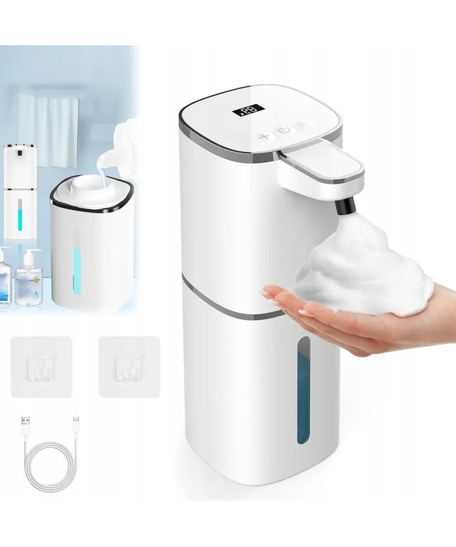 Automatinis bekontaktis putų muilo dozatorius, USB, 400 ml, baltas