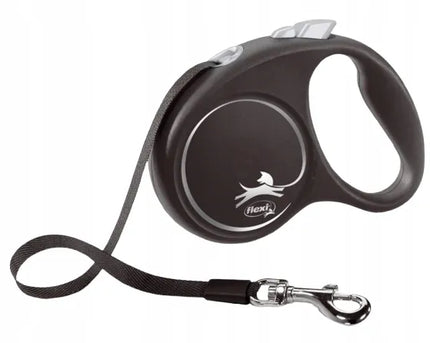 Automatinis „Flexi Black Design“ šunų pavadėlis su juosta S, juodas, 5 m