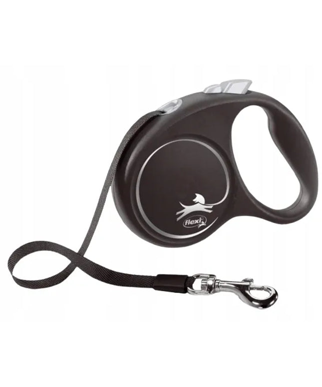 Automatinis „Flexi Black Design“ šunų pavadėlis su juosta S, juodas, 5 m