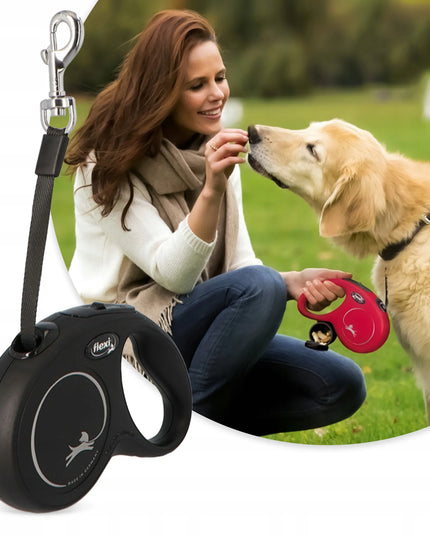 Automatinis „FLEXI New Classic M“ pavadėlis šunims iki 25 kg, juostinis, 5 m, juodas
