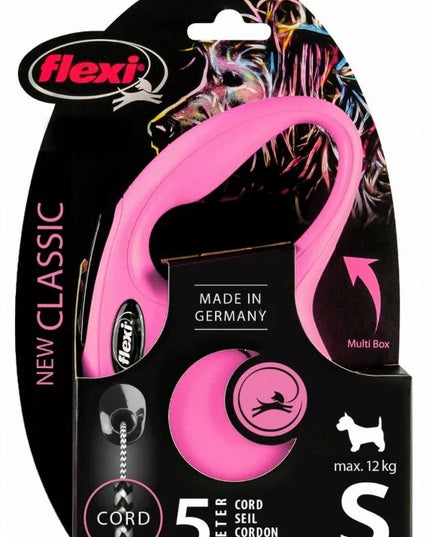Automatinis „Flexi New Classic“ pavadėlis šunims, lyninis, S dydžio, rausvas, 5 metrų