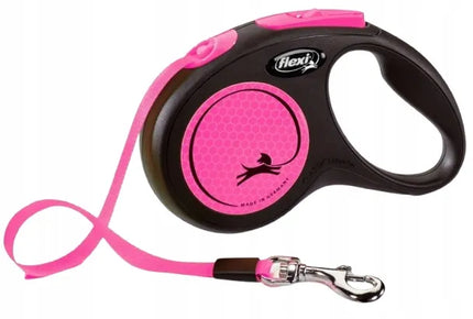 Automatinis „Flexi New Neon“ pavadėlis šunims, M dydžio juosta, rožinis, 5 m