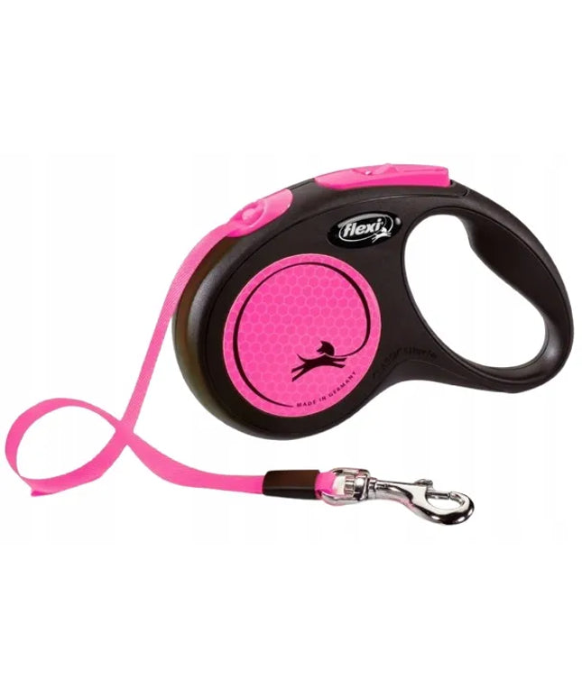 Automatinis „Flexi New Neon“ pavadėlis šunims, M dydžio juosta, rožinis, 5 m