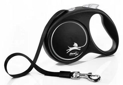 Automatinis „Flexi“ pavadėlis „Black Design M“, juostinis, 5 m – šunims iki 25 kg