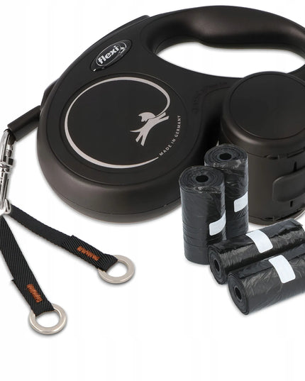 Automatinis „Flexi“ pavadėlis šunims, 5 m juostinis, su „Multi Box“ dėžute ir maišeliais
