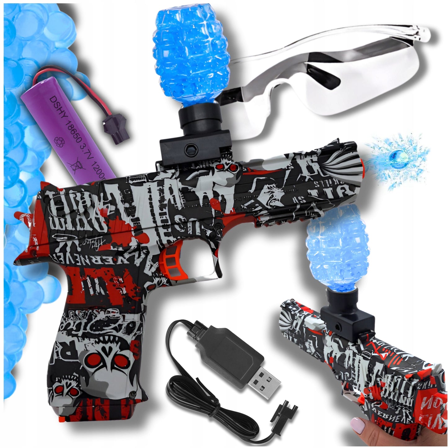 Automatinis Gel Gun Deagle CS su Vandens Kamuoliukais ir Pilnu Rinkiniu 14+
