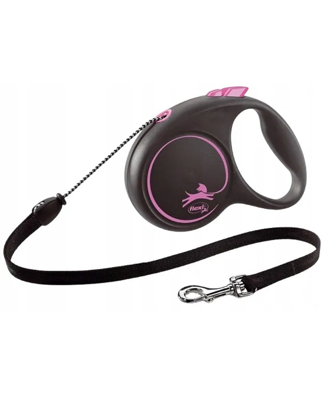 Automatinis pavadėlis šunims Flexi Black Design, virvelė M, rožinis, 5 m