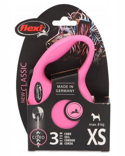 Automatinis pavadėlis šunims ir katėms FLEXI New Classic XS, 3 m iki 8 kg, rožinis