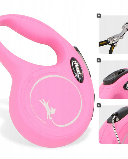 Automatinis pavadėlis šunims ir katėms FLEXI New Classic XS, 3 m iki 8 kg, rožinis