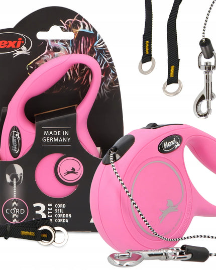 Automatinis pavadėlis šunims ir katėms FLEXI New Classic XS, 3 m iki 8 kg, rožinis