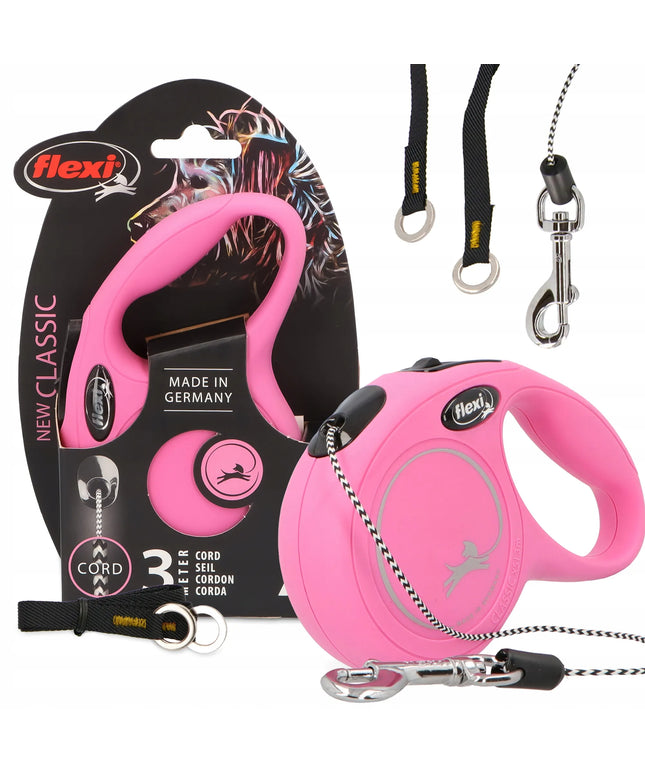 Automatinis pavadėlis šunims ir katėms FLEXI New Classic XS, 3 m iki 8 kg, rožinis