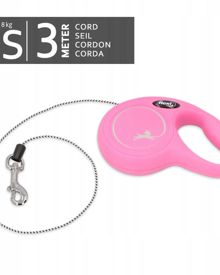 Automatinis pavadėlis šunims ir katėms FLEXI New Classic XS, 3 m iki 8 kg, rožinis