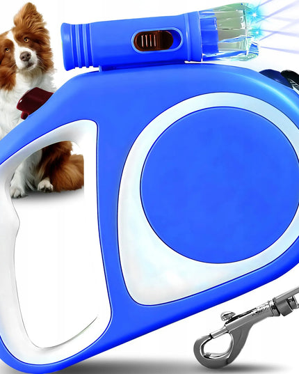 Automatinis pavadėlis šunims ir katėms, tvirtas diržas, 5 m, su stabdymu, iki 15 kg, LED žibintuvėlis