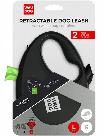 Automatinis pavadėlis šunims Waudog R-leash su maišelių dėtuve, atspindintis, dydis S iki 12 kg