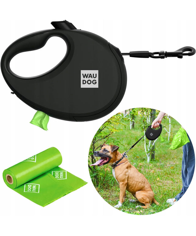 Automatinis pavadėlis šunims Waudog R-leash su maišelių dėtuve, atspindintis, dydis S iki 12 kg