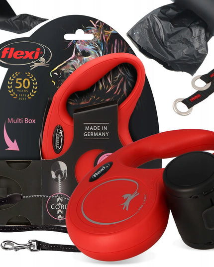 Automatinis šuns ir katės pavadėlis Flexi 8 m su Multi Box dėklu ir 80 maišelių